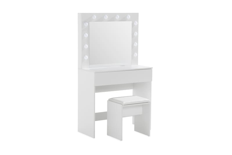 Hakebo Sminkbord 80 cm med LED-belysning - Vit - Sminkbord med spegel - Sminkbord & toalettbord - Sminkbord med lampor