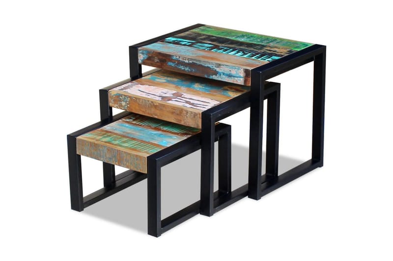Satsbord i 3 delar återvunnet massivt trä - Flerf�ärgad - Soffbord - Satsbord