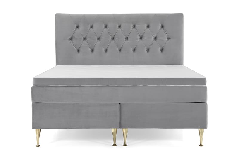 Royal Velvet Komplett Sängpaket 180x200  Ljusgrå med Höga - Ljusgrå med Höga Guldben - Komplett sängpaket - Kontinentalsäng - Dubbelsäng
