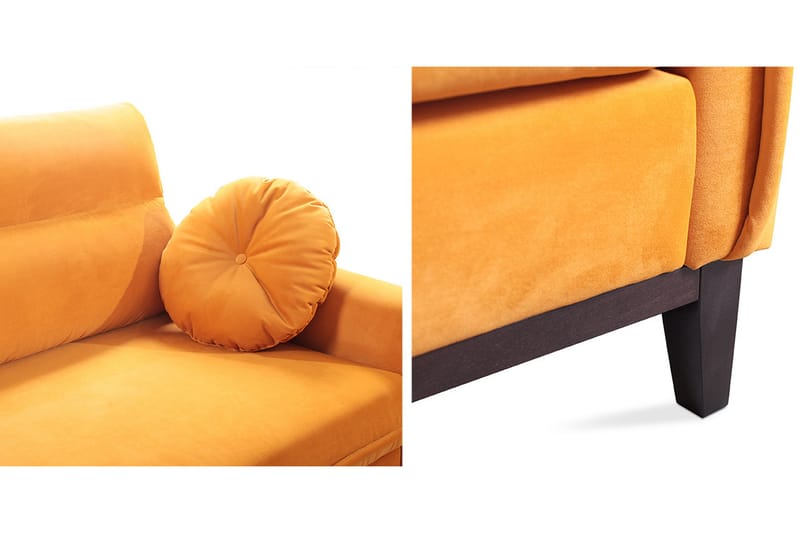 Yalungu 3-sits Soffa - Orange - Sammetssoffa - 4 sits soffa