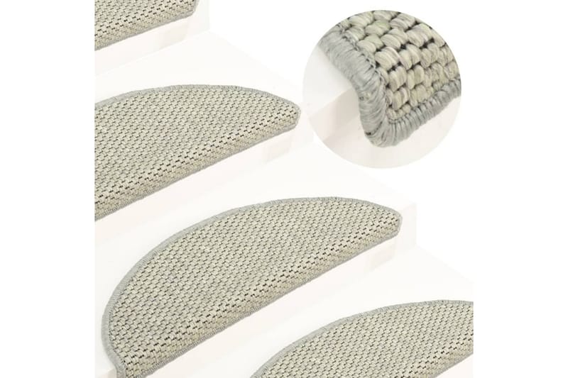 Trappstegsmattor självhäftande sisallook 15 st 56x20 cm grå - Grå - Trappstegsmattor