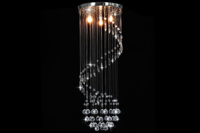 Taklampa med kristallpärlor silver spiral G9 - Silver - Kristallkrona & takkrona - Vardagsrumslampa - Sovrumslampa