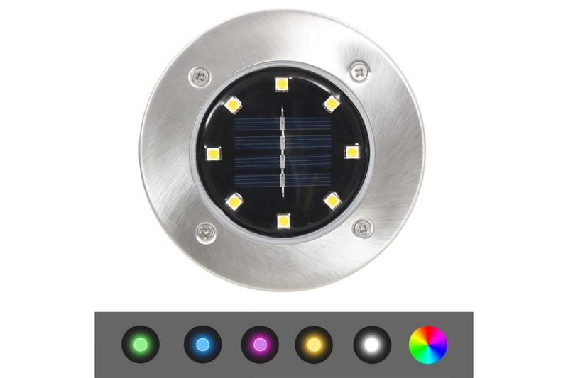 Marklampor soldrivna 8 st LED RGB-färg - Stål/Svart - Markspotlights - Spotlight & downlight - Spotlights utomhus - Downlight utomhus