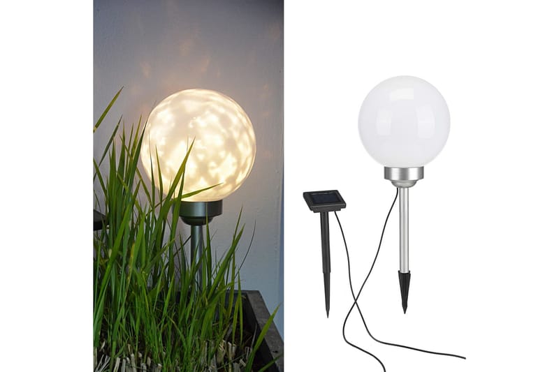 HI Soldriven LED roterande trädgårdsklot 20 cm - Vit - Utomhusbelysning - Markbelysning - LED-belysning utomhus - Entrébelysning