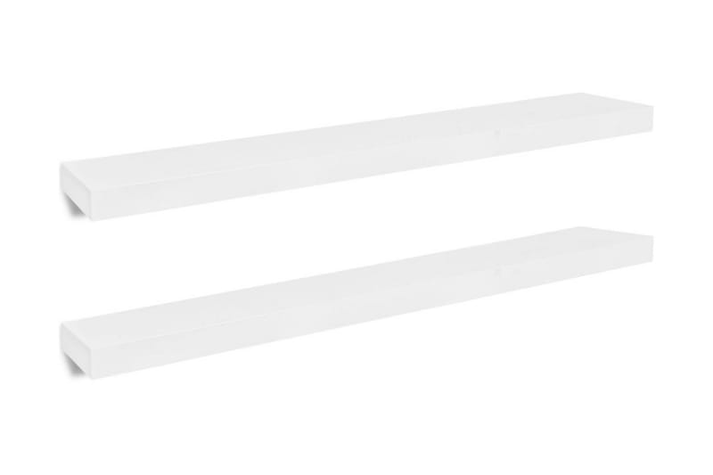 2 Flytande vägghyllor i MDF 100x20x3,8 cm vit - Vit - Vägghylla