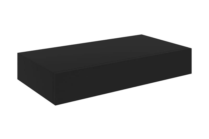Svävande vägghylla med låda svart 48x25x8 cm - Svart - Vägghylla