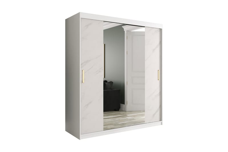 Marmuria Garderob med Speglar Kant 180 cm Marmormönster - Vit/Guld - Garderob & garderobssystem - Klädskåp & fristående garderob