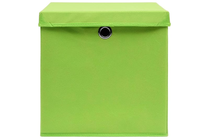 Förvaringslådor med lock 4 st grön 32x32x32 cm tyg - Grön - Förvaringslåda