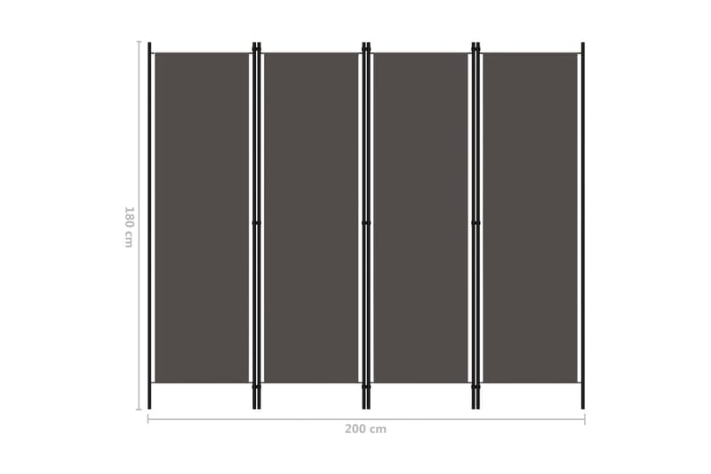 Rumsavdelare 4 paneler antracit 200x180 cm - Grå - Skärmvägg - Rumsavdelare