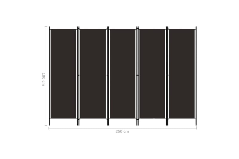 Rumsavdelare 5 paneler brun 250x180 cm - Brun - Skärmvägg - Rumsavdelare