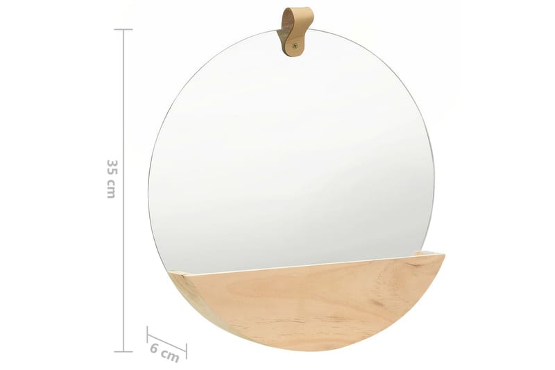 Väggspegel massiv furu 35 cm - Brun - Väggspegel - Hallspegel