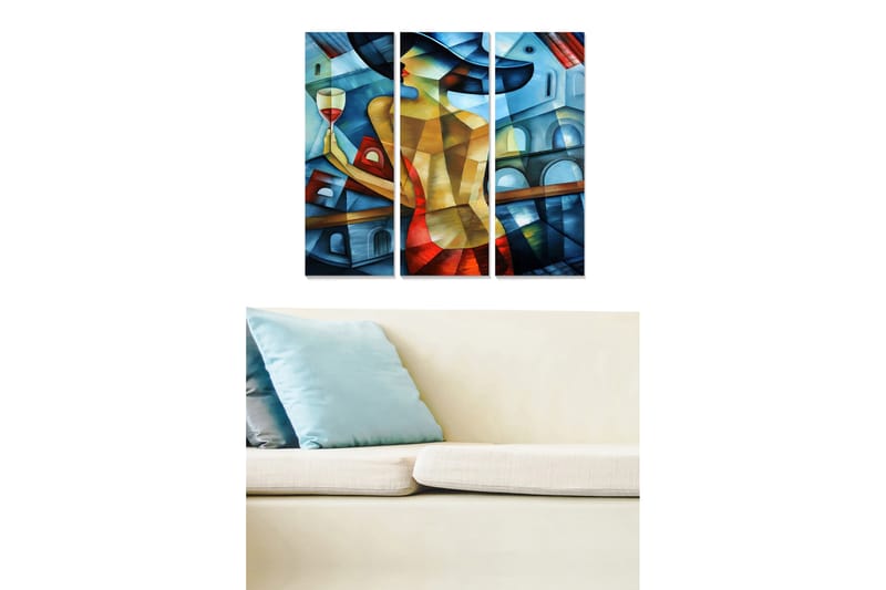 Tavla Abstract 3-pack Flerfärgad - 20x50 cm - Canvastavlor