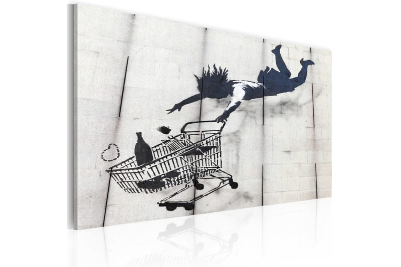 Tavla Falling Woman With Supermarket Trolley Banksy 60x40 - Artgeist sp. z o. o. - Canvastavlor