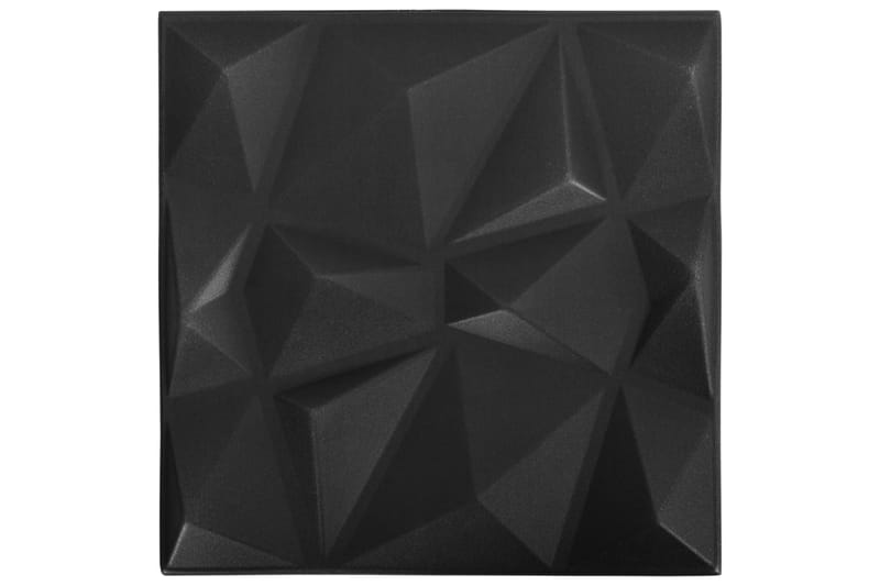 3D Väggpaneler 48 st 50x50 cm diamant svart 12 m² - Svart - Väggpanel & panelskiva - Innerpanel