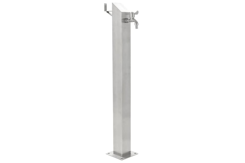 Vattenpost för trädgården 95 cm rostfritt stål fyrkantig - Silver - Vattenpostventil