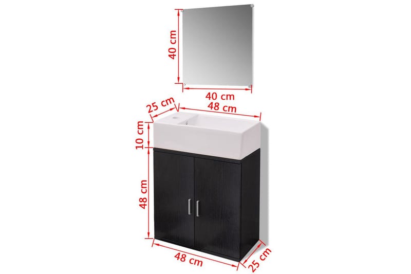 Badrumsmöbler 3 delar inklusive handfat svart - Svart - Kompletta möbelpaket badrum