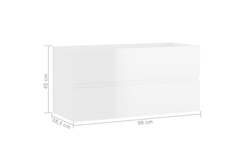 Tvättställsskåp vit högglans 90x38,5x45 cm spånskiva - Vit - Tvättställsskåp & kommod