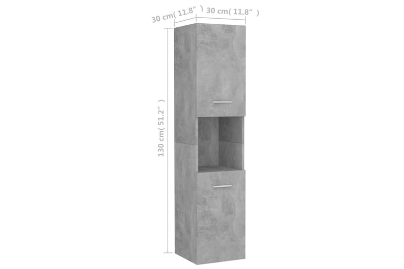 Badrumsskåp betonggrå 30x30x130 cm spånskiva - Grå - Tvättskåp - Väggskåp & högskåp - Badrumsskåp