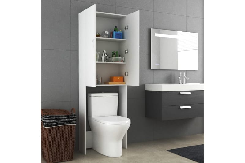 Tvättmaskinsskåp vit 64x25,5x190 cm - Vit - Badrumsskåp - Tvättskåp - Väggskåp & högskåp
