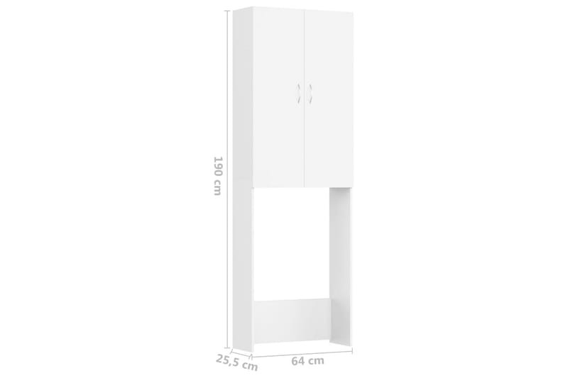Tvättmaskinsskåp vit 64x25,5x190 cm - Vit - Badrumsskåp - Tvättskåp - Väggskåp & högskåp