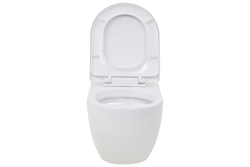 Vägghängd toalett med dold hög cistern keramik - Vit - Vägghängd toalett