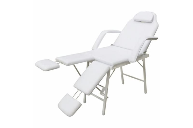 Bärbar behandlingsstol konstläder 185x78x76 cm vit - Vit - Frisörstol & snurrstol