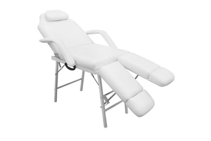 Bärbar behandlingsstol konstläder 185x78x76 cm vit - Vit - Frisörstol & snurrstol