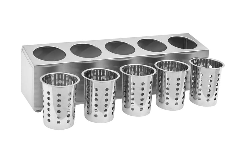 Bestickhållare 5 behållare rektangulär rostfritt stål - Silver - Bestickställ - Bestickförvaring