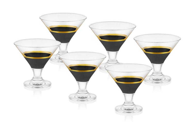 Glass Set 6-pack - Svart/Guld - Cocktailglas - Dricksglas