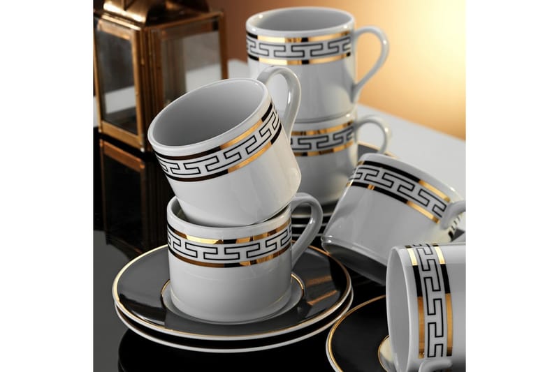 Masahiko Kaffekopp 12-delar - Vit/Guld - Kaffekopp & kaffemugg - Porslin - Muggar & koppar