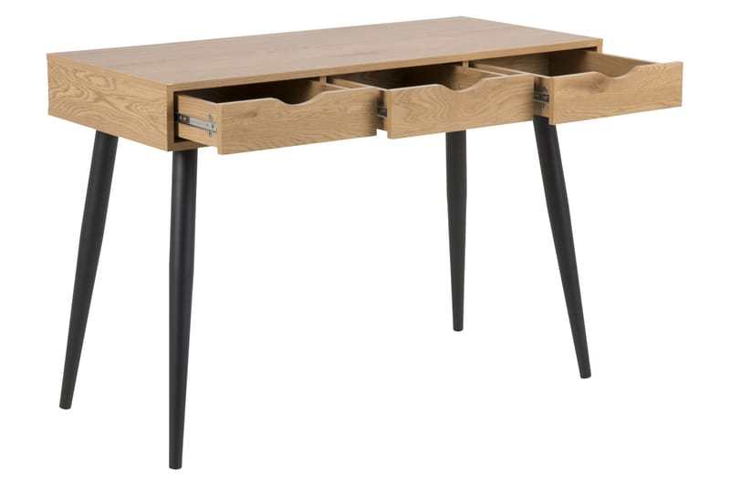 Citysea Skrivbord 110 cm med Förvaring 3 Lådor - Beige/Svart - Skrivbord