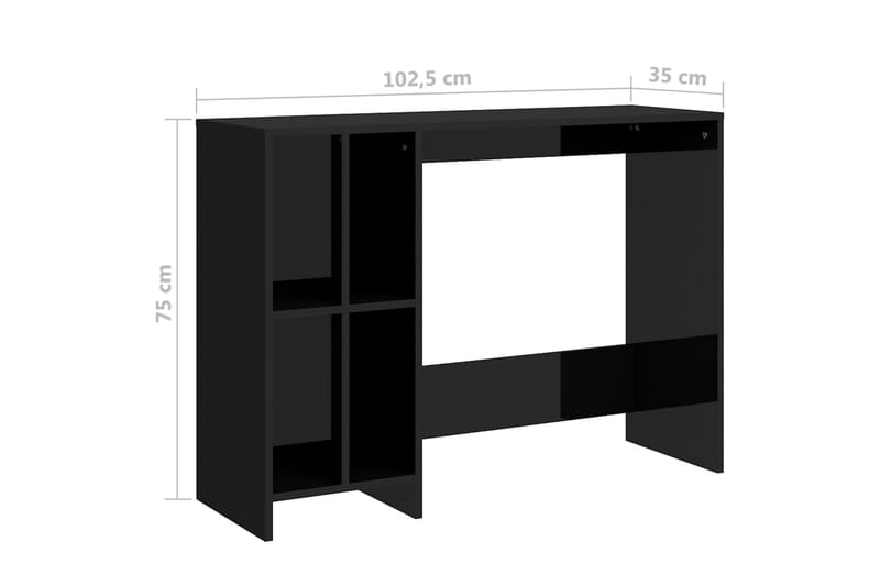 Datorbord svart högglans 102,5x35x75 cm spånskiva - Svart - Skrivbord