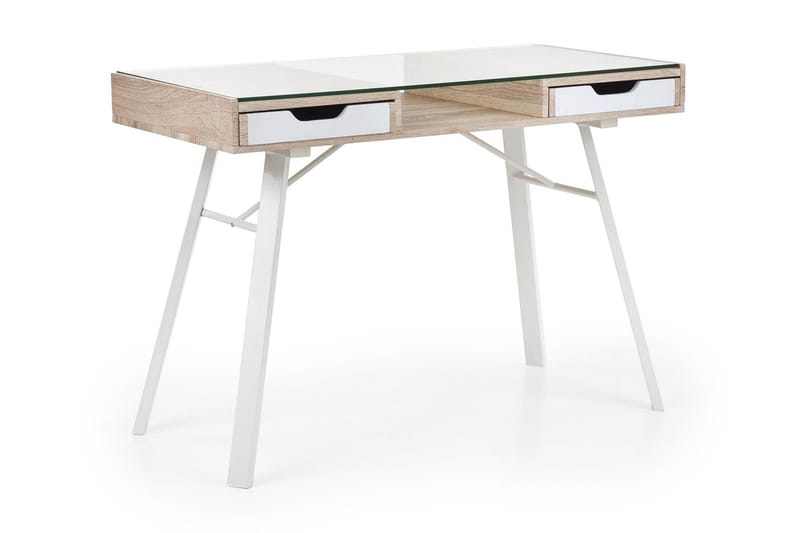 Dougal Skrivbord 120 cm med Förvaring 2 Lådor - Ekfärg/Vit - Skrivbord