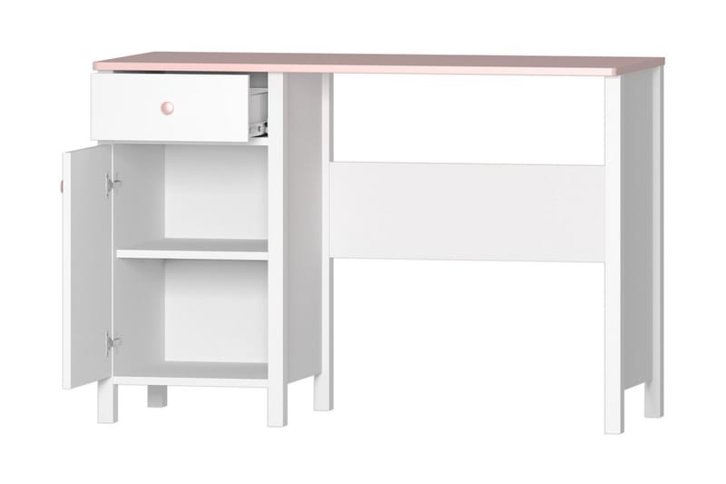 Hilts Skrivbord 110 cm med Förvaring Låda + Skåp - Vit/Rosa - Skrivbord