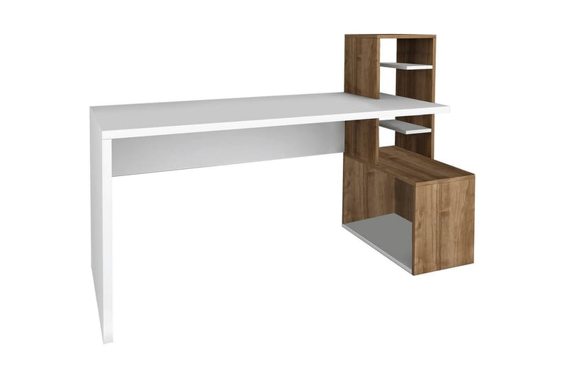 Winvar Skrivbord 120 cm med Förvaring - Vit/Valnötsbrun - Skrivbord