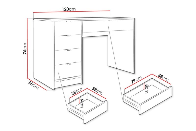 Novaj Sminkbord 120x55 cm - Vit - Sminkbord & toalettbord