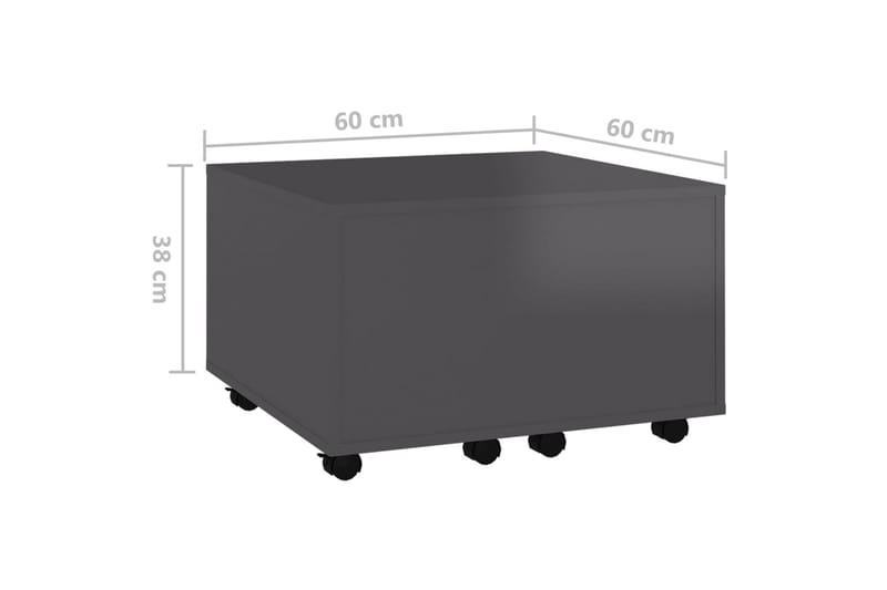 Soffbord grå högglans 60x60x38 cm spånskiva - Grå - Soffbord - Soffbord med hjul