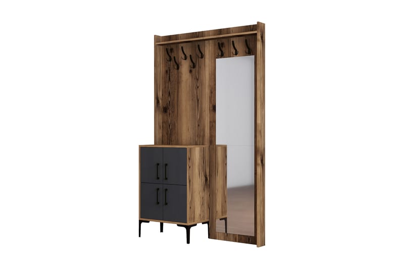 Retzow Hallmöbelset 120 cm - Mörkbrun/Antracit - Möbelset för hall & entre - Hallförvaring