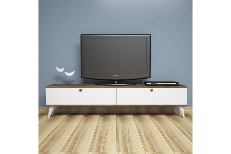 Gersby TV-Bänk 160 cm - Vit/Brun - TV bänk & mediabänk
