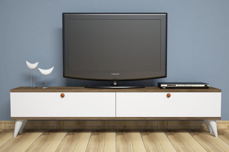 Gersby TV-Bänk 160 cm - Vit/Brun - TV bänk & mediabänk