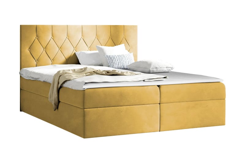 Jitendera Sängpaket Kontinentalsäng 160x200 cm med Förvaring - Gul - Komplett sängpaket - Sängar med förvaring