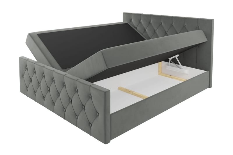 Jitendra Sängpaket Kontinentalsäng 200x200 cm med Förvaring - Svart - Komplett sängpaket - Sängar med förvaring - Familjesäng
