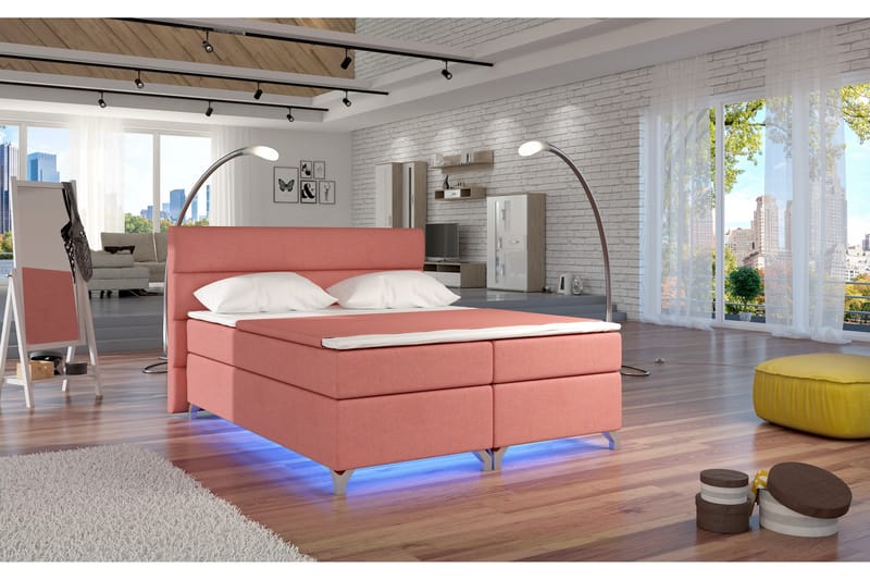 Rodgerez Säng 180x200 cm  Rosa - Rosa - Komplett sängpaket - Kontinentalsäng - Dubbelsäng