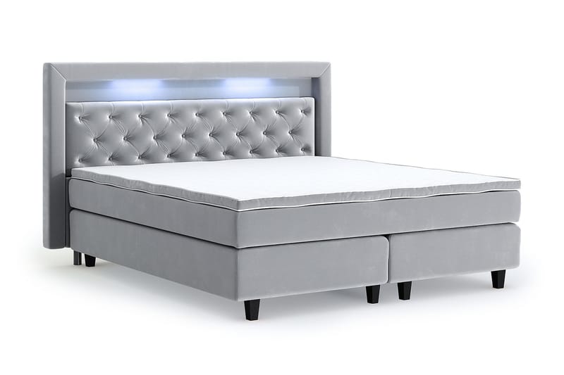 Hilton Lyx Velvet Sängpaket 210x210 - Ljusgrå - Komplett sängpaket - Kontinentalsäng - Dubbelsäng - Familjesäng