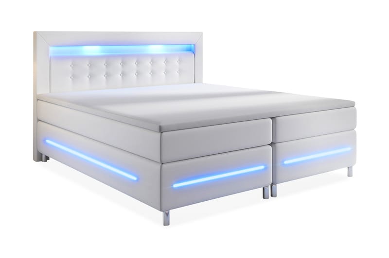 Modena Lyx Sängpaket 160x200 LED-belysning - Vit - Komplett sängpaket - Kontinentalsäng