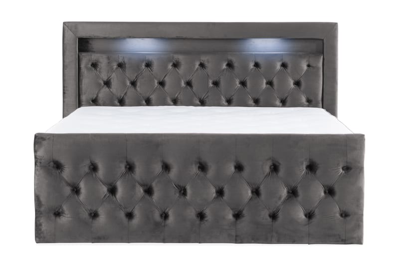 Francisco Sängpaket 160x200 med Lådförvaring LED-belysning - Mörkgrå - Komplett sängpaket - Sängar med förvaring