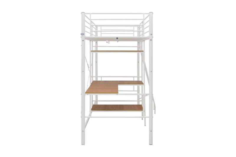 Våningssäng med bord vit metall 90x200 cm - Vit - Loftsäng - Våningssäng - Loftsäng barn - Våningssäng barn