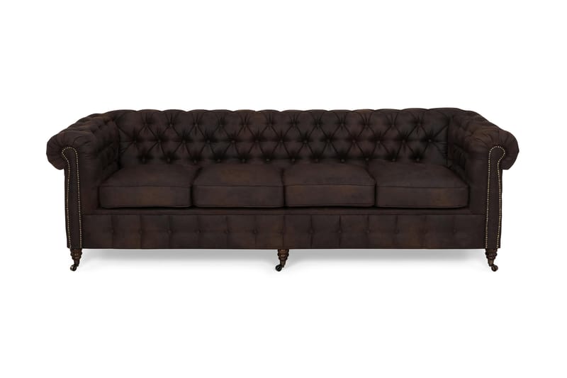 Chesterfield Deluxe 4-sits Soffa - Mörkbrun - Skinnsoffor - Chesterfield soffa - 4 sits soffa