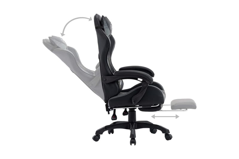 Gamingstol med fotstöd grå och svart konstläder - Grå - Kontorsstol & skrivbordsstol - Gamingstol