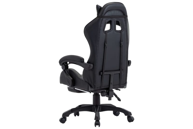 Gamingstol med fotstöd grå och svart konstläder - Grå - Kontorsstol & skrivbordsstol - Gamingstol
